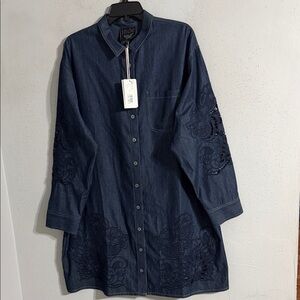 Jade Johnny Was Katella Mini Denim Blue Dress - Susan’s NWT $375